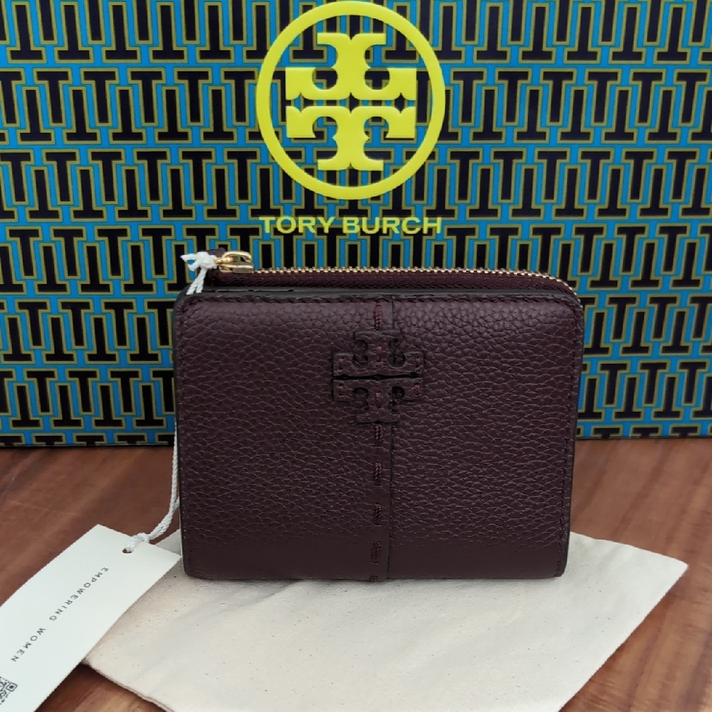 Tory Burch McGraw Leather Bi Fold Wallet + Dust + Gift Bag Nwt ❤️